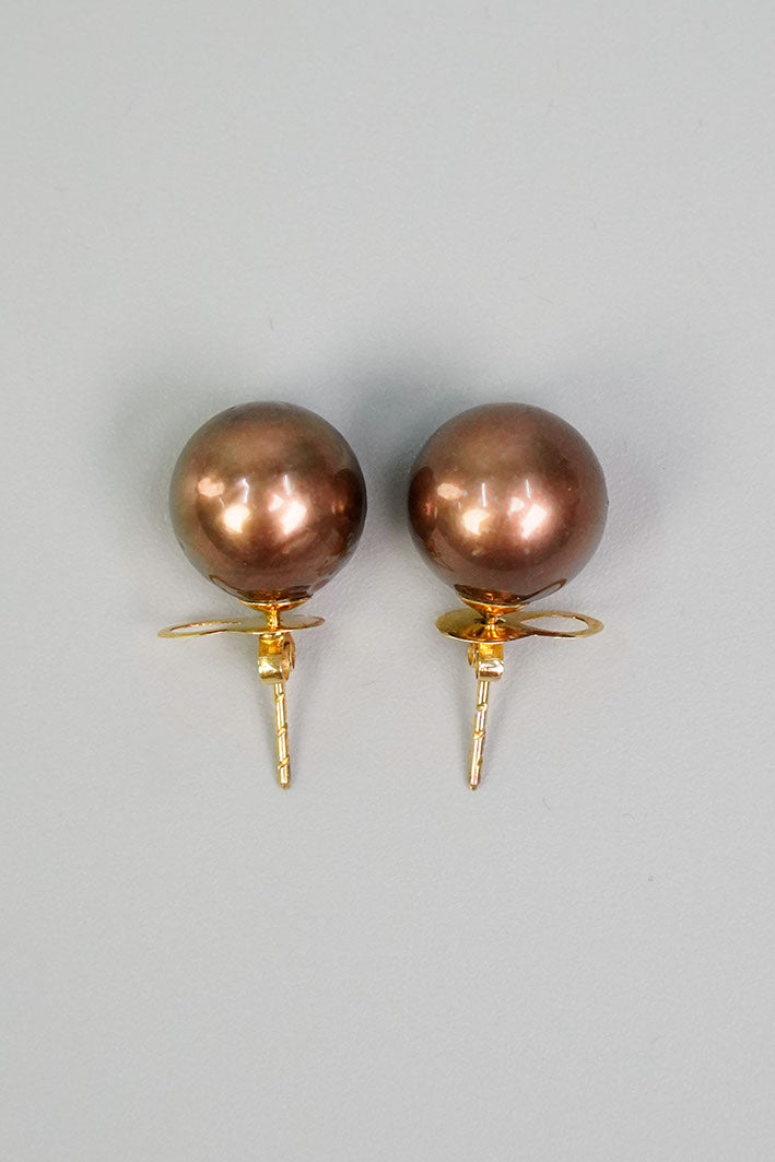 South Sea Pearl Copper Stud Earrings Kultura Filipino Support Local