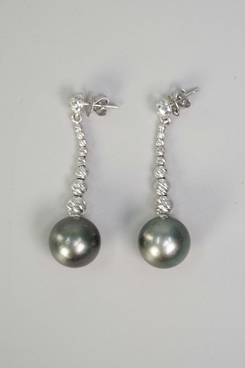 Stud Gray South Sea Pearl Earring in 14K White Gold Setting Kultura