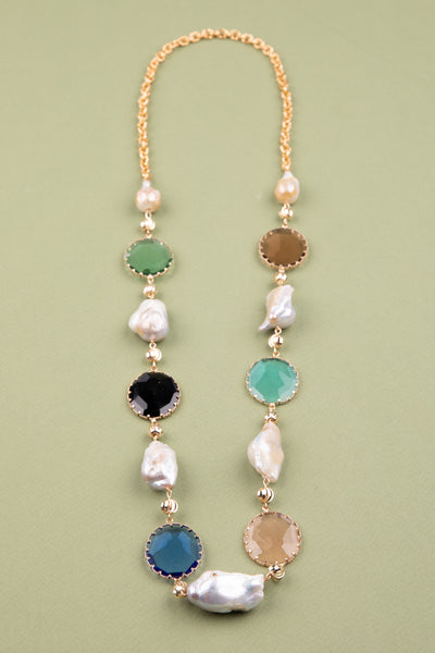 Gemstone and Baroque Necklace - Kultura Filipino | Support Local