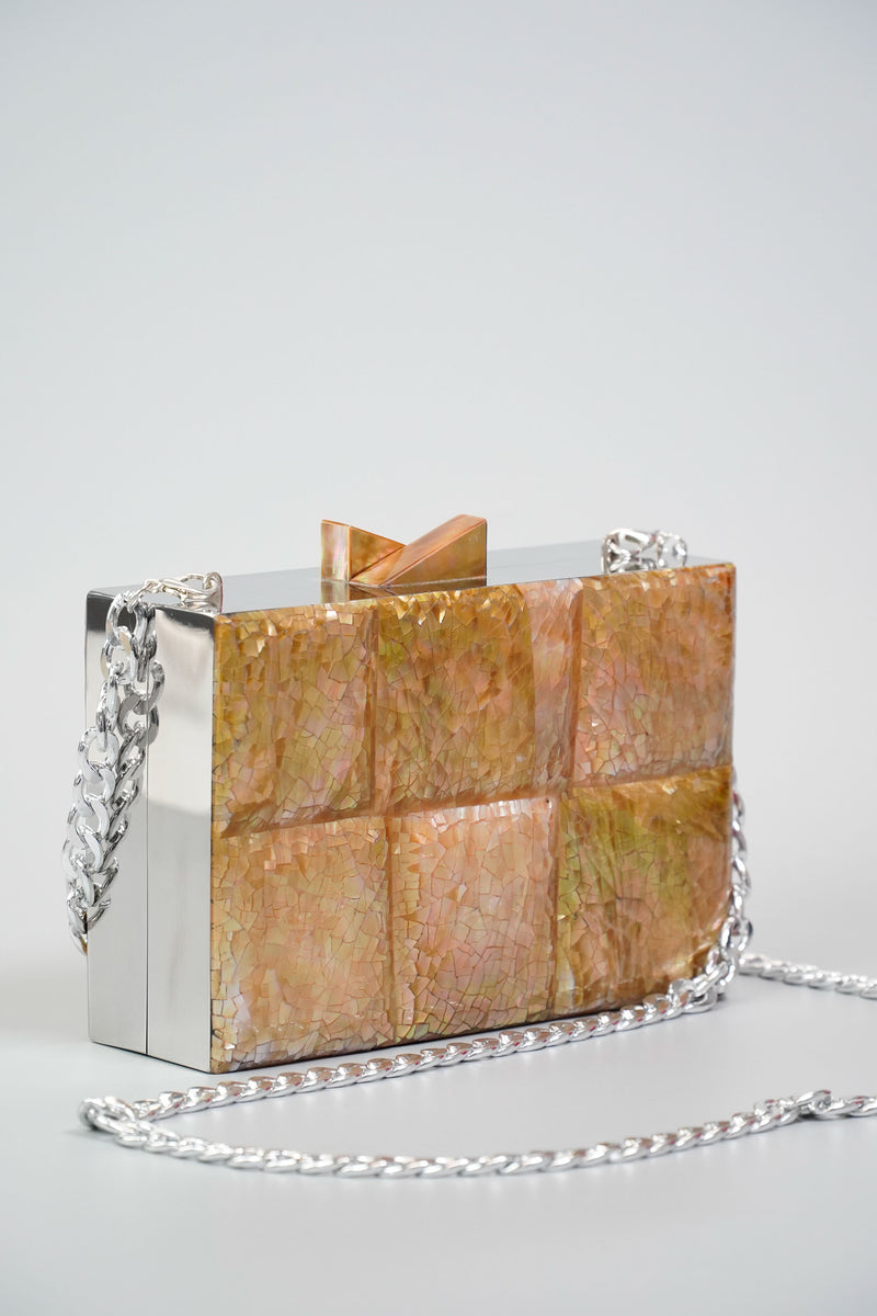 Mother of Pearl Clutch Bag in Brown Kultura Filipino Support Local