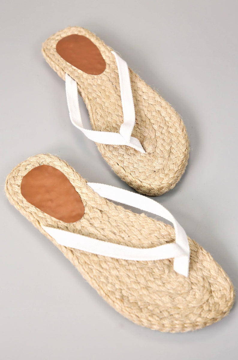 Shop Abaca Slippers with Canvas Strap in White Kultura Filipino