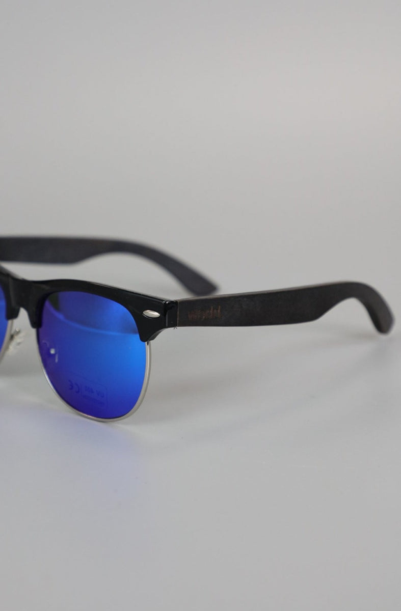 Liquid Eyewear, Hammerhead Model, Aluminum Sunglasses, White Frame, Blue Mirror Polarized Lens Blue Print -Made in the USA