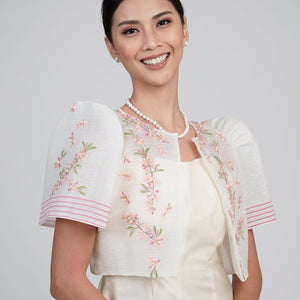 Women's Linen Silk Salinggogon Embroidered Filipiniana Bolero