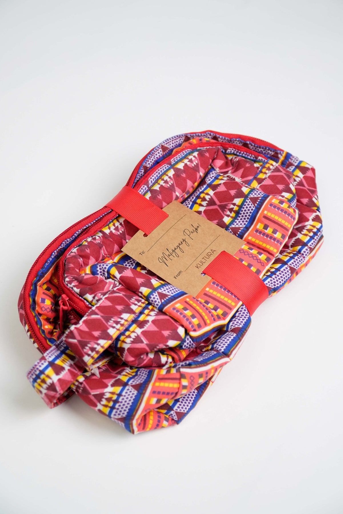 Quilted Pouch Set of 2 in Red Kultura Filipino Kultura Filipino