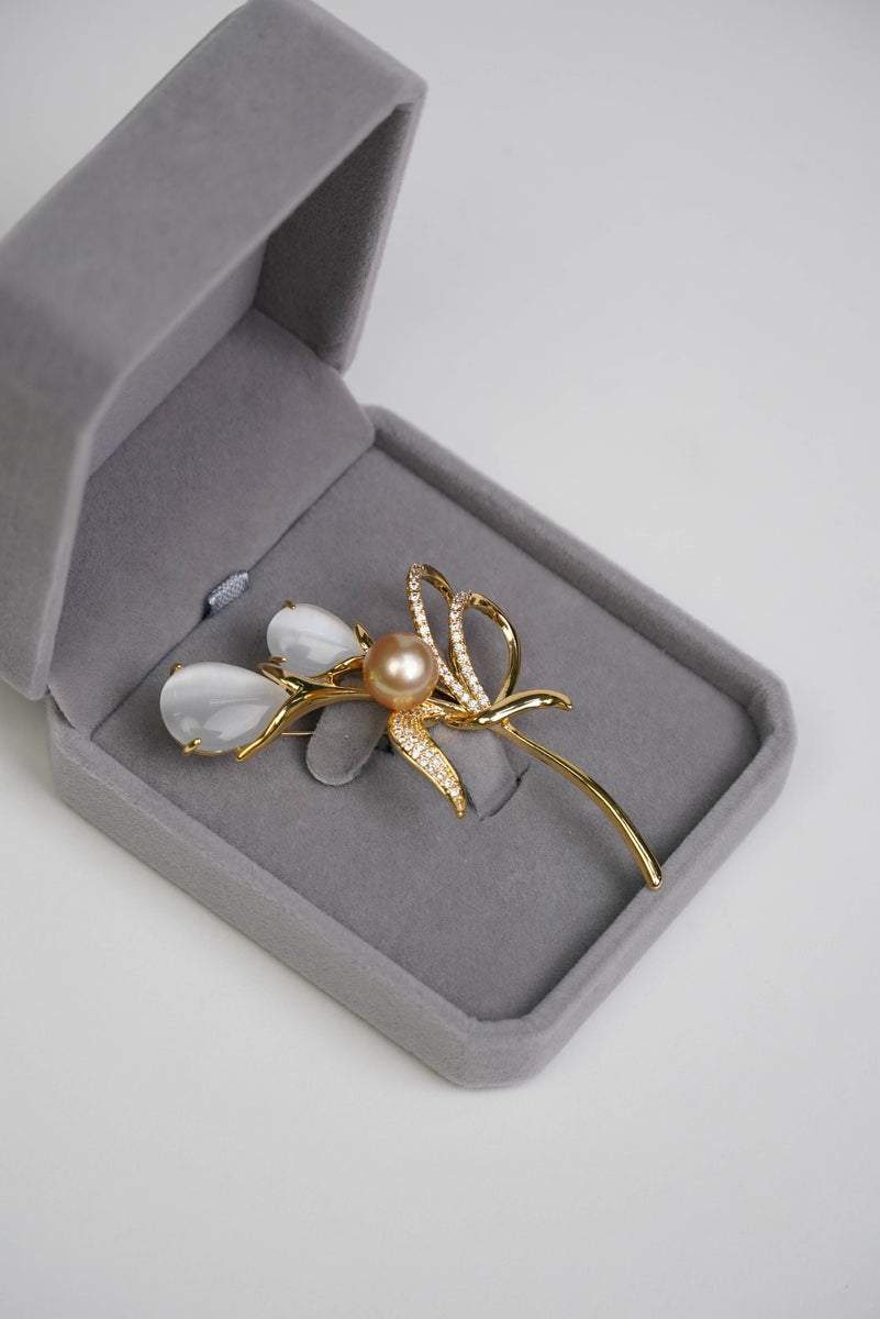 South Sea Pearl Flower Brooch with Semi Precious Stone – Kultura ...