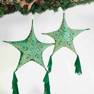 Handcrafted Foldable Christmas Lace Parol in Green