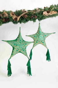 Handcrafted Foldable Christmas Lace Parol in Green