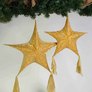 Handcrafted Foldable Christmas Lace Parol in Gold