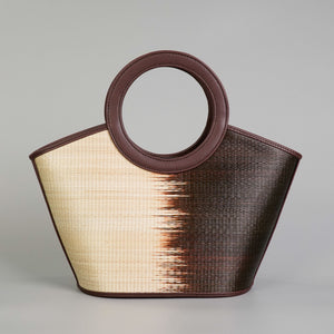 Handbag with Leather Handle in Brown