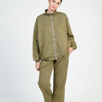 Athleisure Cropped Sweatpants in Olive Green