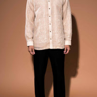 Men's Macapagal Barong Long Sleeves with Embroidery in Natural