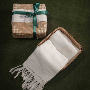 Napkin Monogrammed in White Set of 2 with Banig Box 