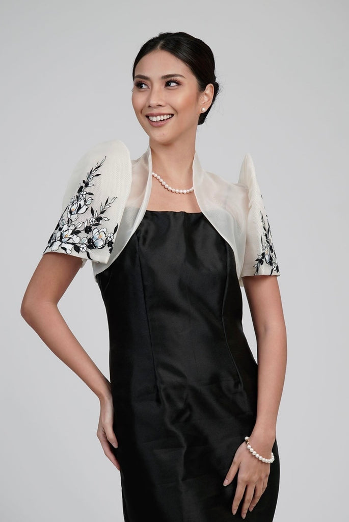 black modern filipiniana dress Women's Organza Modern Bolero in Natural