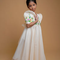 Girl's Zaira Organza Dress in Beige