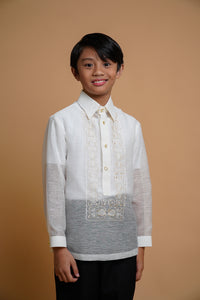 Boys' Embroidered Snow Organdy Barong in Beige