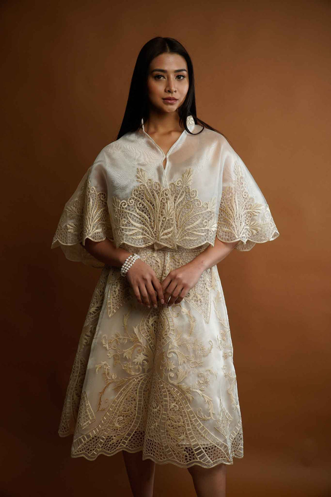 knee length dresses for ladies WS09 - Made-To-Order - Filipiniana Two-Layer Dress with Blazer Blazer Only main image 1