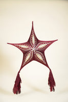 Handcrafted Foldable Christmas Parol Sequins Eyelets in Dark Red