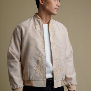Men's Bomber Jacket with Natural Embroidery