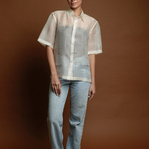 Women's Plain Pad Paper Barong in Natural