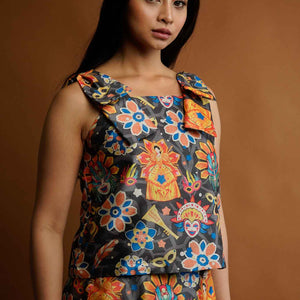 Women's Masskara Double Ribbon Sleeves Top