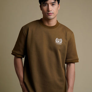 Athleisure Knitted T-shirt in Brown