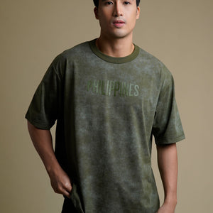 Athleisure Acid Dye T-shirt in Olive Green