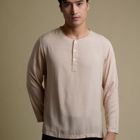Men's Cotton Undershirt Long Sleeve in Beige