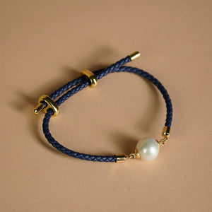Freshwater Pearl Braided Leather Bracelet