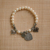 Classic Round Egg Bracelet with Love Heart Charm in White
