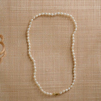 Glynyz High Quality Rice Shaped Pearl Necklace in White
