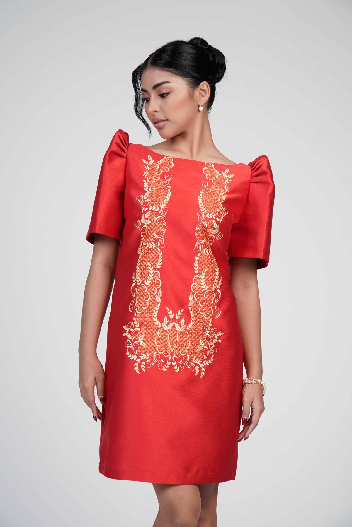 Women's Anita Gazar Filipiniana Dress in Red Kultura Filipino | Support Local Women's Anita Gazar Filipiniana Dress in Red Kultura Filipino | Support Local