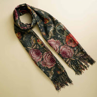 Cashmere Shawl with Bloomed Roses Print