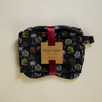 Canvas Pouch with Bahay Kubo Design Set of 3