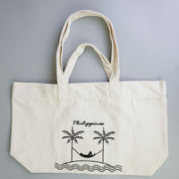 Multi Handle Tote Bag with Embroidered Coconut Tree