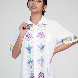 Collared Shirt with Masskara Embroidery