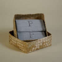 Napkin Monogrammed in Gray Set of 2 with Banig Box 