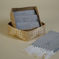 Napkin Monogrammed in Gray Set of 4 with Banig Box 