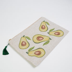 Jute Pouch with Big Avocado Print