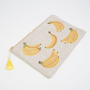 Jute Pouch with Big Banana Print