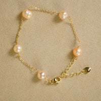Egg Shaped Pearl Bracelet with Extender in Yellow