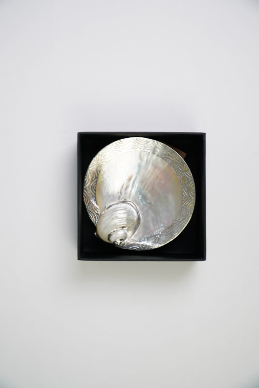 Mother of Pearl Utility Dish with Turbo Shell and Silver Rim – Kultura ...