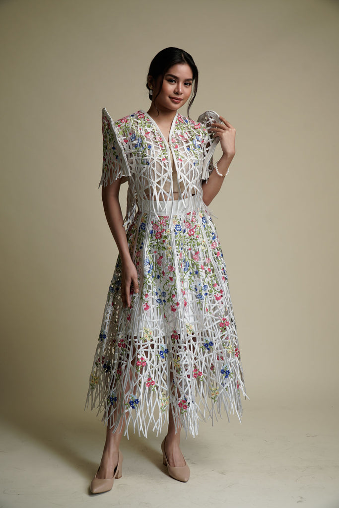 modern traditional filipiniana dress Modern filipiniana gown with Inaul fabric