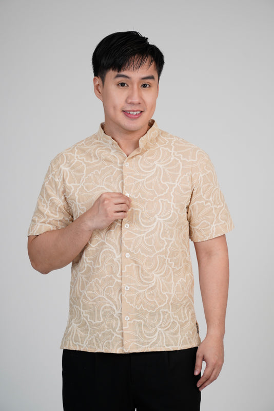 Men's Mario Casual Top in Beige – Kultura Filipino Support Local