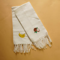 Tea Towel Banana Coconut Embroidery