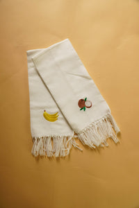 Tea Towel Banana Coconut Embroidery