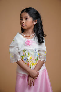 Girl's Filipiñiana Inspired top and Skirt Set in Pink