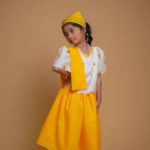 Girl's Top and Skirt Set with Alampay and Bandana