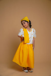 Girl's Top and Skirt Set with Alampay and Bandana
