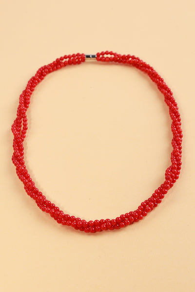 Three-Strand Red Coral Choker Necklace - Kultura Filipino | Support Local