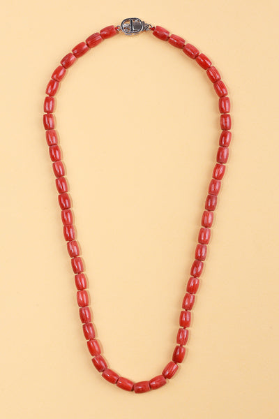 Red Coral Capsule Gemstone Necklace - Kultura Filipino | Support Local